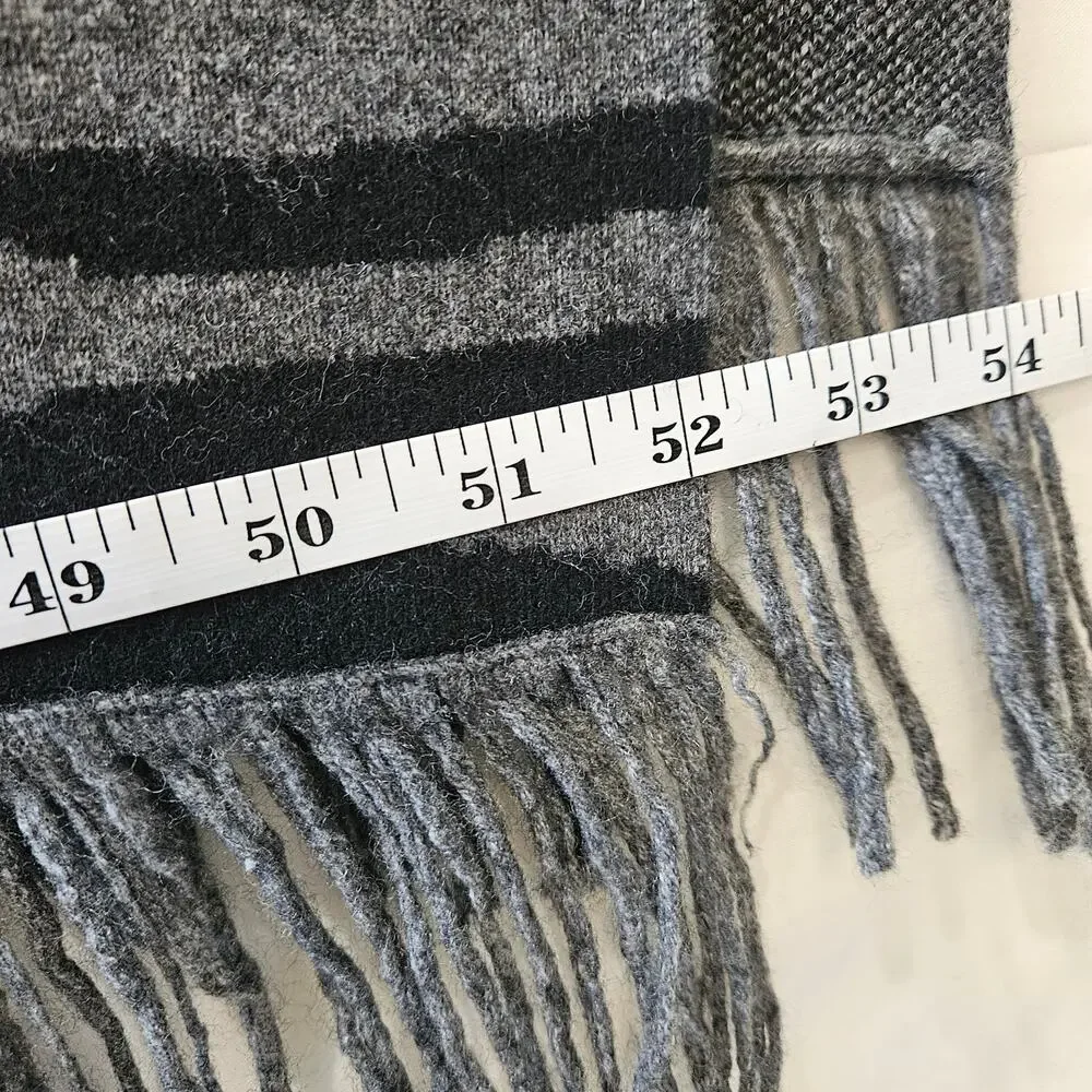 7 For All Mankind Cashmere Wool Zebra Fringe Poncho Gray Black Size OS